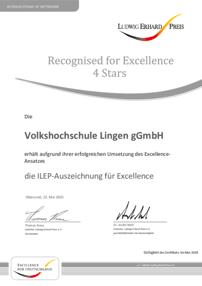 Zertifikat VHS Lingen 